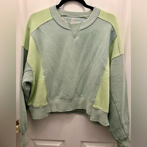 Free People Movement Sage Green color block Sweatshirt